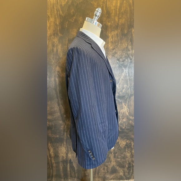 Polo Ralph Lauren Made in Italy Vintage Pin Stripe Wool Suit in Navy Size 46 R - Picture 4 of 16